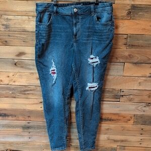 Maurices Ankle Jeans with Distressed Details in Blue Cute Cheap Denim Size 16w